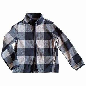 OSHKOSH B'GOSH Boy's Jacket Flannel Blue Gray Zip-Up Toddler 3T